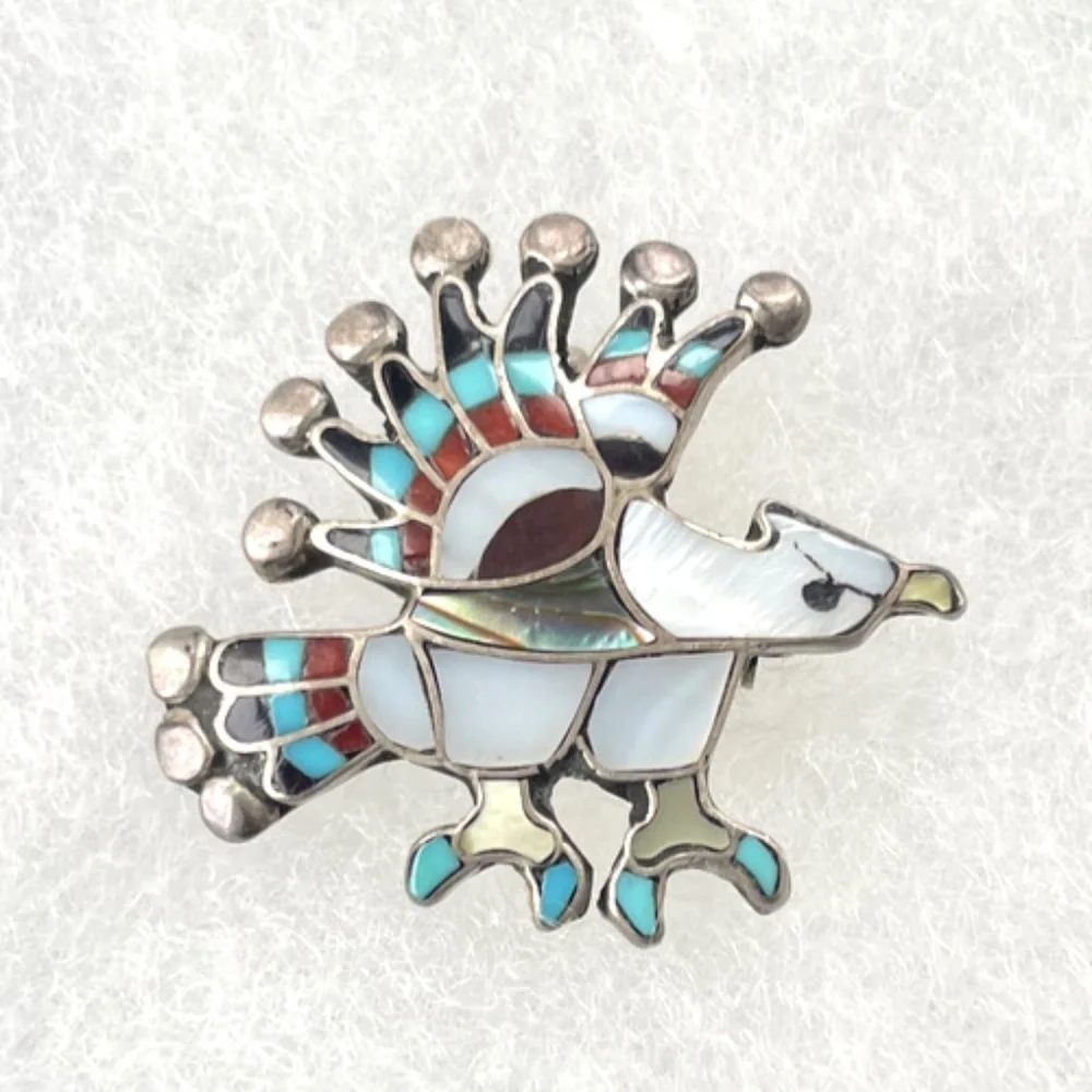 Zuni Eagle Brooch & Pendant w/ Abalone, Sterling and Turquoise